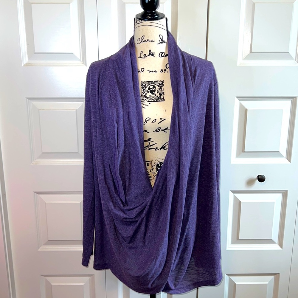 Purple Drape-front pullover Topper